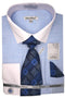 Blue Dress Shirt Set with Tie and Handkerchief