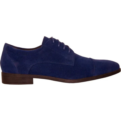 Mens Formal Suede Style Wedding & Prom Cap Toe Dress Shoe In Royal Blue