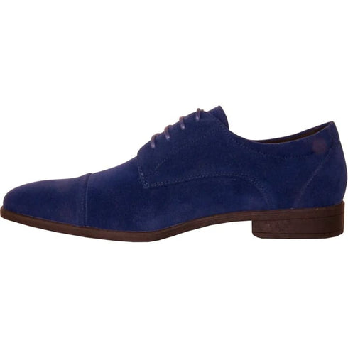 Mens Formal Suede Style Wedding & Prom Cap Toe Dress Shoe In Royal Blue