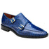 Men's Belvedere Valiente Ostrich Leg Double Monkstrap Dress Shoe In Ocean Blue