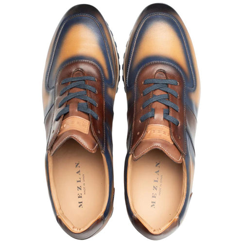 Mezlan Men’s Latini Blue Multi-Tone Sneakers – Genuine Calfskin Leather | Handmade in Spain