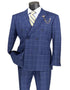 1920's Mens Vested Bold Gangster Vintage Plaid Suit With White Vest in Blue