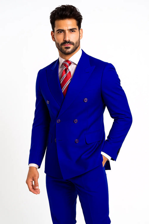  Blue Men's Double Breasted Suits 