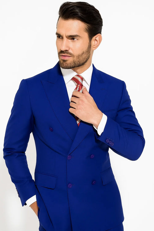  Blue Men's Double Breasted Suits 