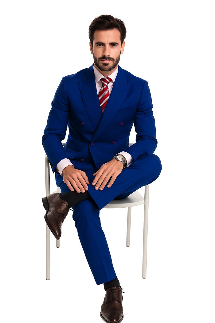  Blue Men's Double Breasted Suits 