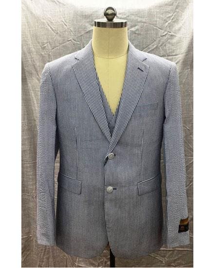 Men's 2 Button Blue Seersucker Sear sucker suit