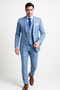 Lazio Collection - Modern Fit Windowpane Suit 3 Piece in Light Blue
