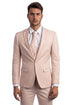 Men's One Button peak lapel Skinny Wedding & Prom Blush Pink Suit