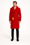 Mens Double Breasted Red Overcoat with Bold Red Faux Fur Collar â€“ Alberto Nardoni Luxury Winter Coat