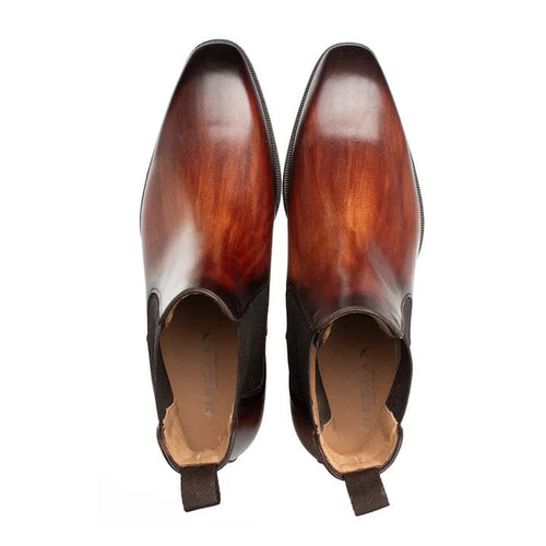 Men's Cervantes Cognac Rust Chelsea Boots by Mezlan – Hand-Finished Calfskin, Made in Spain