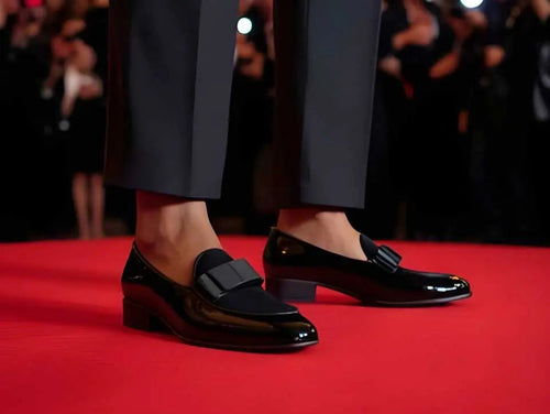 Men's Patent Leather Bow Accent Dress Shoes