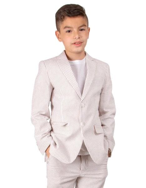 Sears Sucker Suit Tan Pinstripe Seersucker Tuxedo - Mens Searsucker Suit - AlbertoNardoniStore