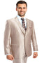 "Sharkskin Wedding Suit for Men - Two Button Vested, Champagne Light Tan" Champagne Prom 2026 Suits
