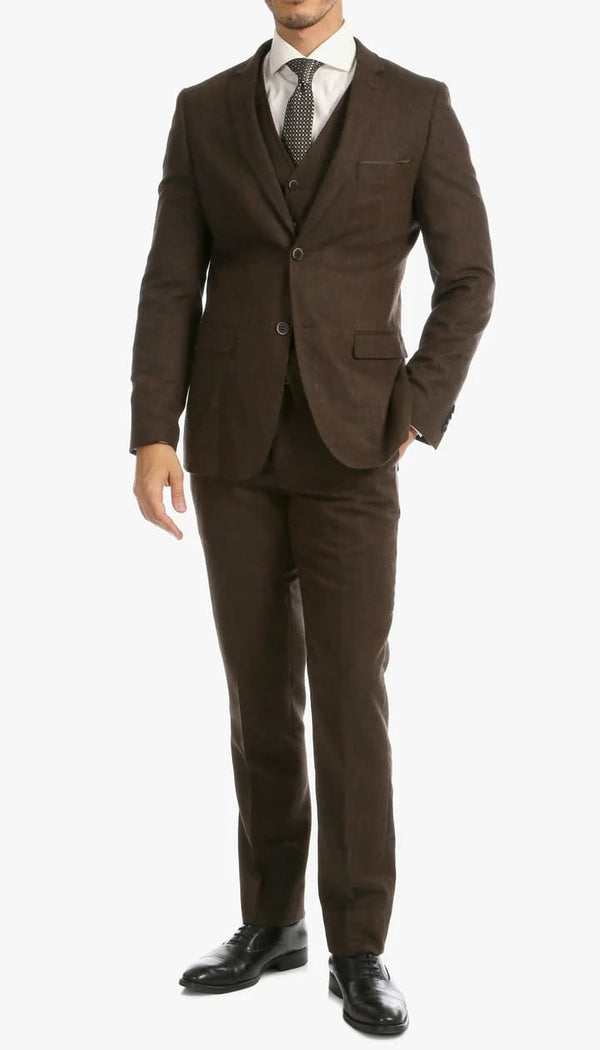 Bradford Cognac Slim Fit 3 Piece Tweed Suit