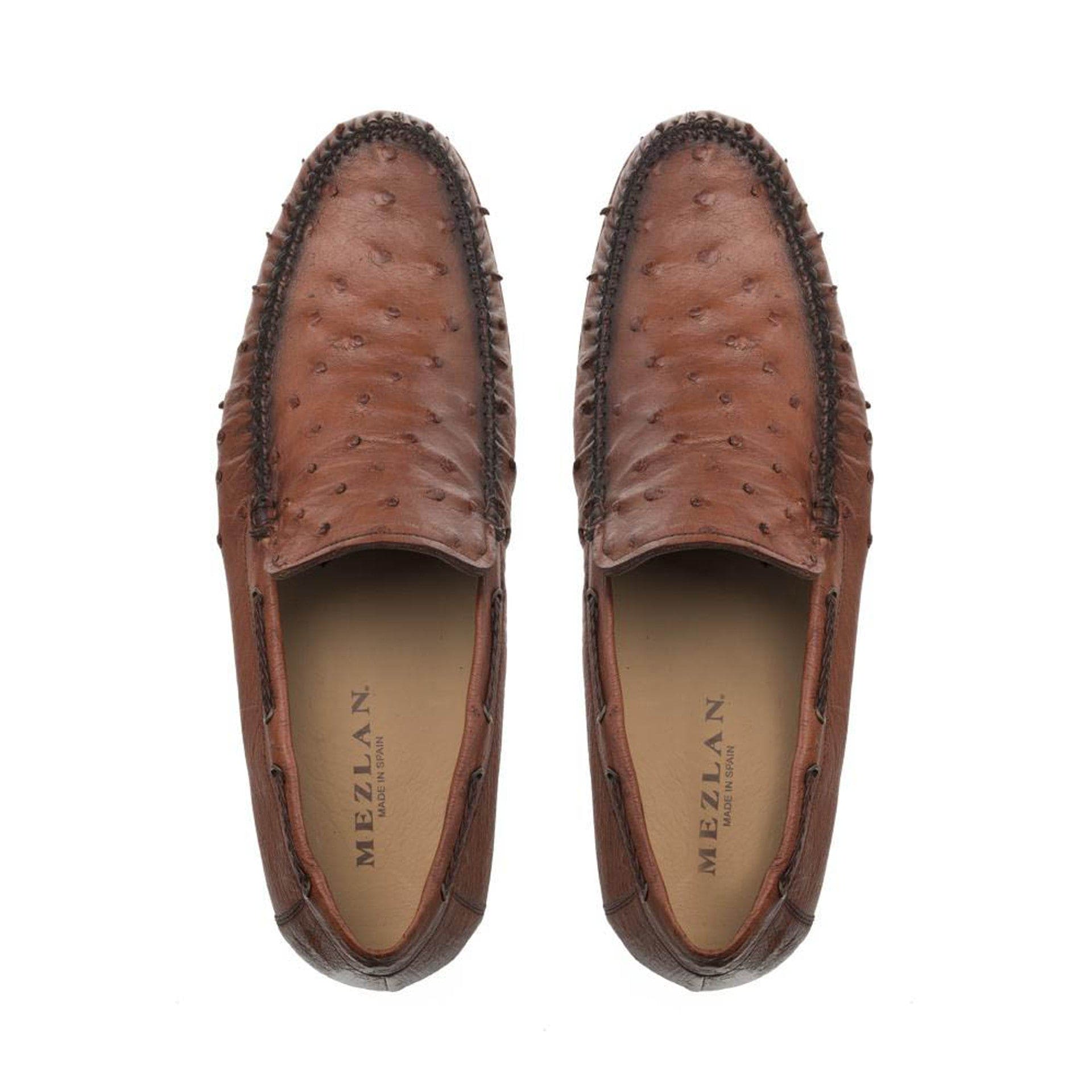 Brandy Genuine Ostrich Dress Moccasin By Mezlan Made In Spain Brand