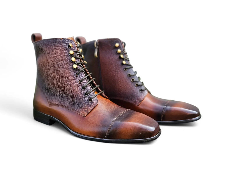 Carrucci Leather Brogue Cap Toe Boot