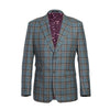 Wool Stretch Double Breasted Slim Fit Blue Grey and Bronze Suit