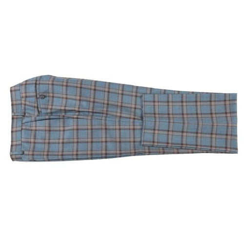 Wool Stretch Double Breasted Slim Fit Blue Grey and Bronze Suit