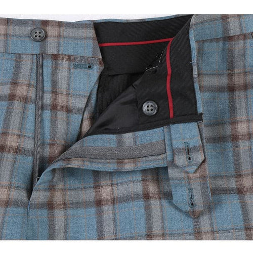 Wool Stretch Double Breasted Slim Fit Blue Grey and Bronze Suit