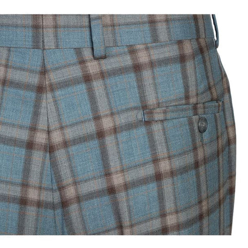 Wool Stretch Double Breasted Slim Fit Blue Grey and Bronze Suit