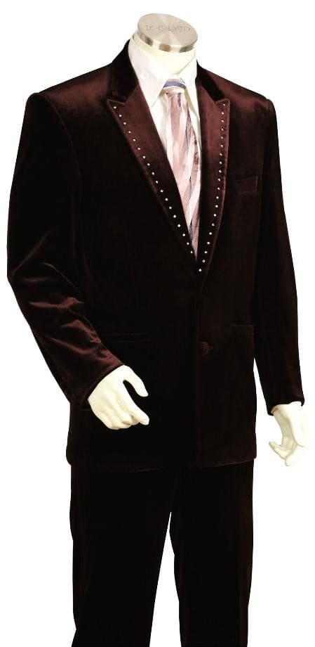 Men's Brown Velvet Suit ~ Velour Fashion Unique Looking Fashion Tuxedo For Men