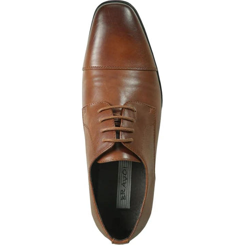 Mens Antique Cap Toe Lace Up Oxford Dress Shoe In Cognac