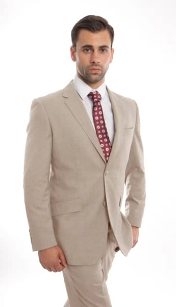 Tan Wool Twill Modern Fit  2 Button  Suit