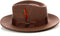 Gangster 100% Australian Wool Crushable Mens Fedora Hat - Removable Feather Gangster Brown Mens Fedora Hat