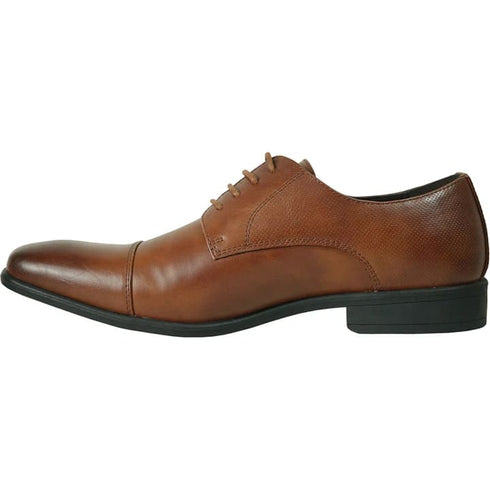 Mens Antique Cap Toe Lace Up Oxford Dress Shoe In Cognac