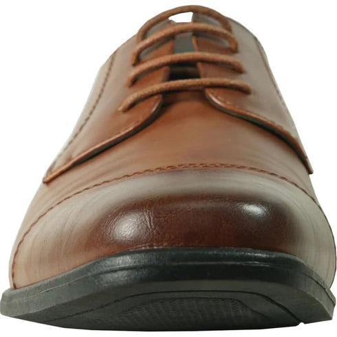 Mens Antique Cap Toe Lace Up Oxford Dress Shoe In Cognac