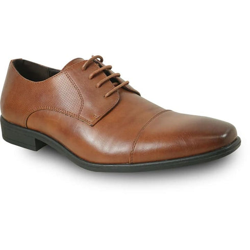 Mens Antique Cap Toe Lace Up Oxford Dress Shoe In Cognac