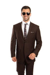 Brown 100% Wool Stripe 2 Button Suit