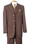 1920's Gangster Pinstripe Vested Suit - Men's 3 Button Bold in Brown