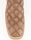 Ferrini Bronco Men's Print Pirarucu Fish Square Toe Boots Handcrafted Brown