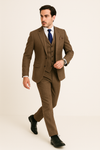 Tweed Suit 1920s Vintage Looking Fabric Vested Brown Herringbone Fabric Suit