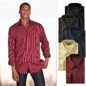 Mens Black Striped Dress Shirt - AlbertoNardoniStore