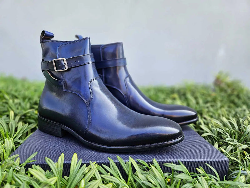 Carrucci Buckle Leather Strap Boots