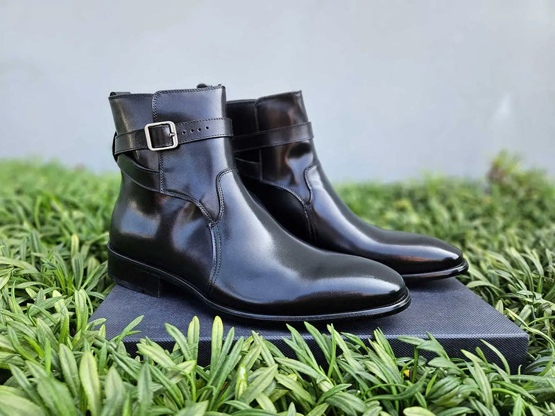 Carrucci Buckle Leather Strap Boots