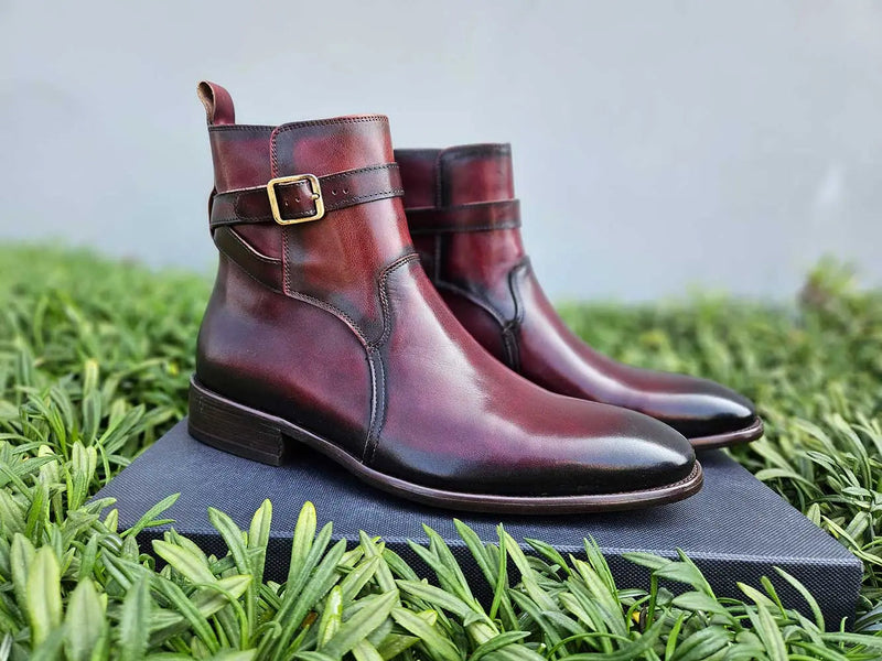 Carrucci Buckle Leather Strap Boots