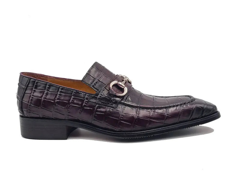 Carrucci Buckle Loafer w Gator Embossed Leather