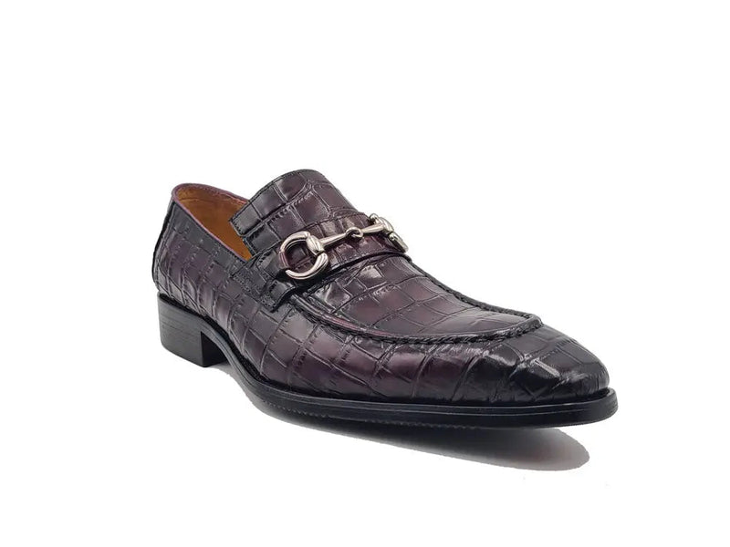 Carrucci Buckle Loafer w Gator Embossed Leather