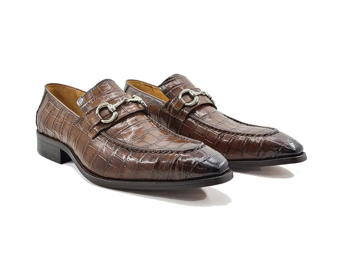 Carrucci Buckle Loafer w Gator Embossed Leather
