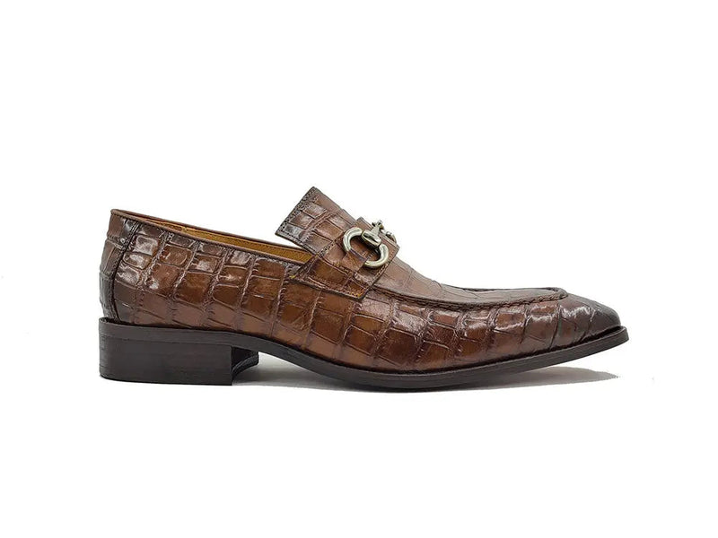 Carrucci Buckle Loafer w Gator Embossed Leather