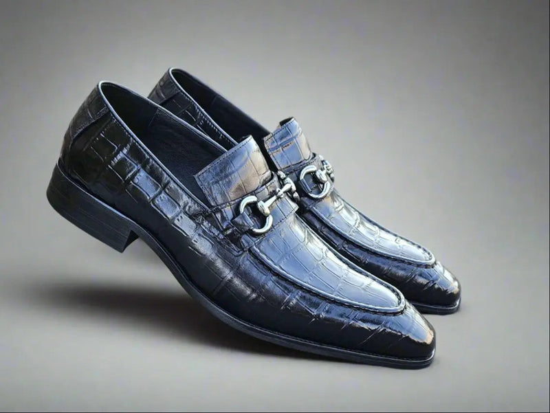 Carrucci Buckle Loafer w Gator Embossed Leather