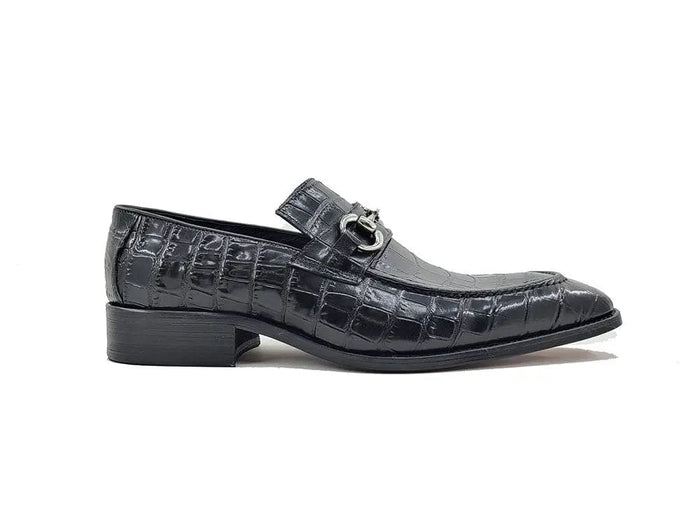Carrucci Buckle Loafer w Gator Embossed Leather