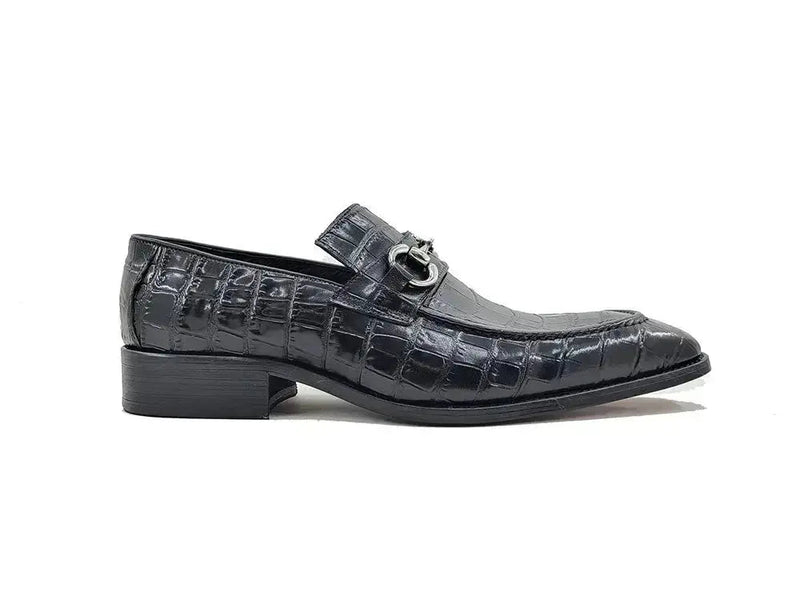 Carrucci Buckle Loafer: Gator Embossed Leather Loafer