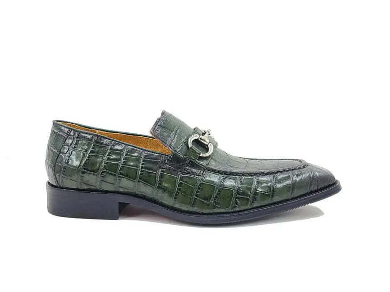 Carrucci Buckle Loafer: Gator Embossed Leather Loafer