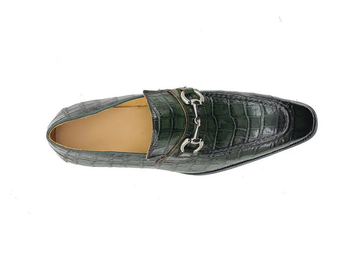 Mens Gator Embossed Leather Buckle Loafers