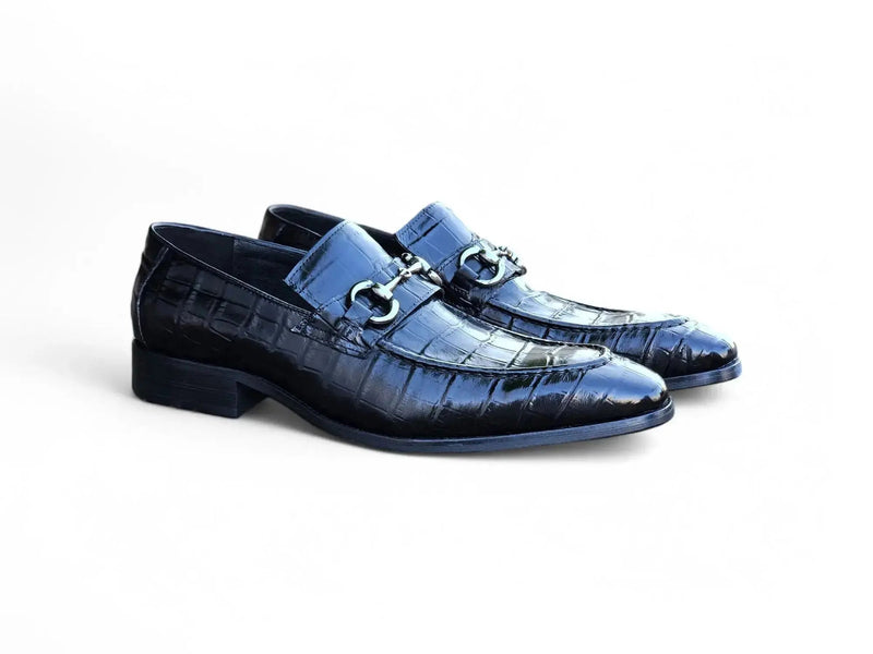 Carrucci Buckle Loafer: Gator Embossed Leather Loafer