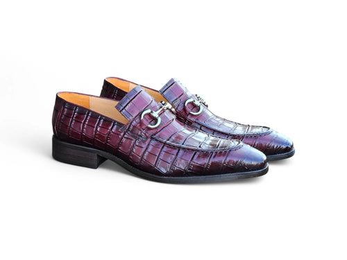 Buckle Loafer w Gator Embossed Leather Carrucci
